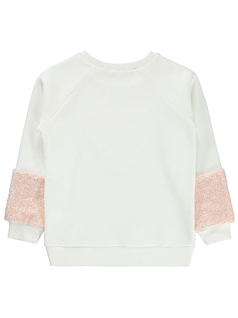 White & Pink Sweatshirt- Fleece Inside (6-10 years)