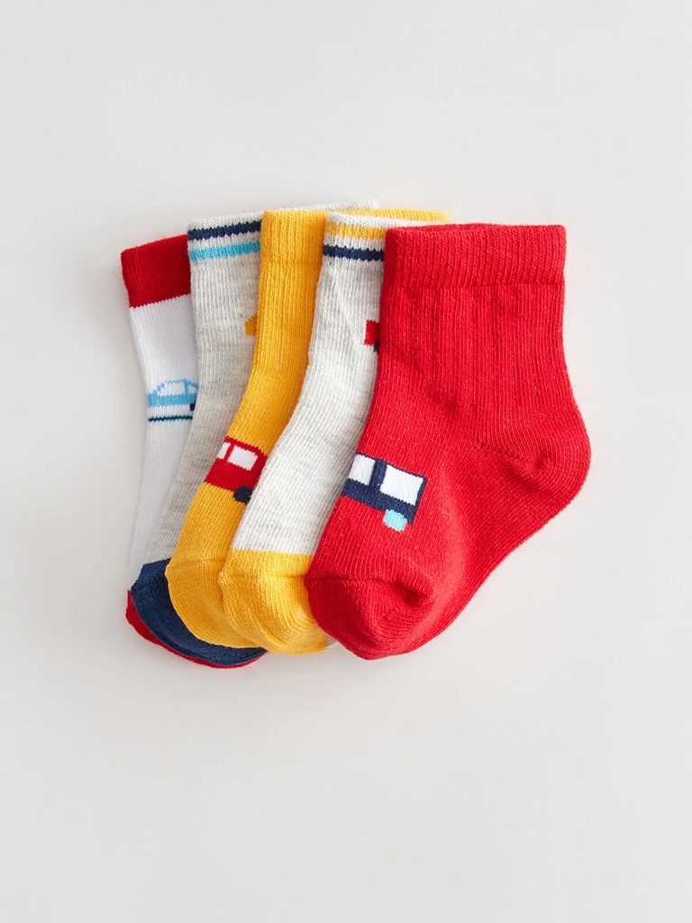 Pack of 5 pairs of socks - car theme