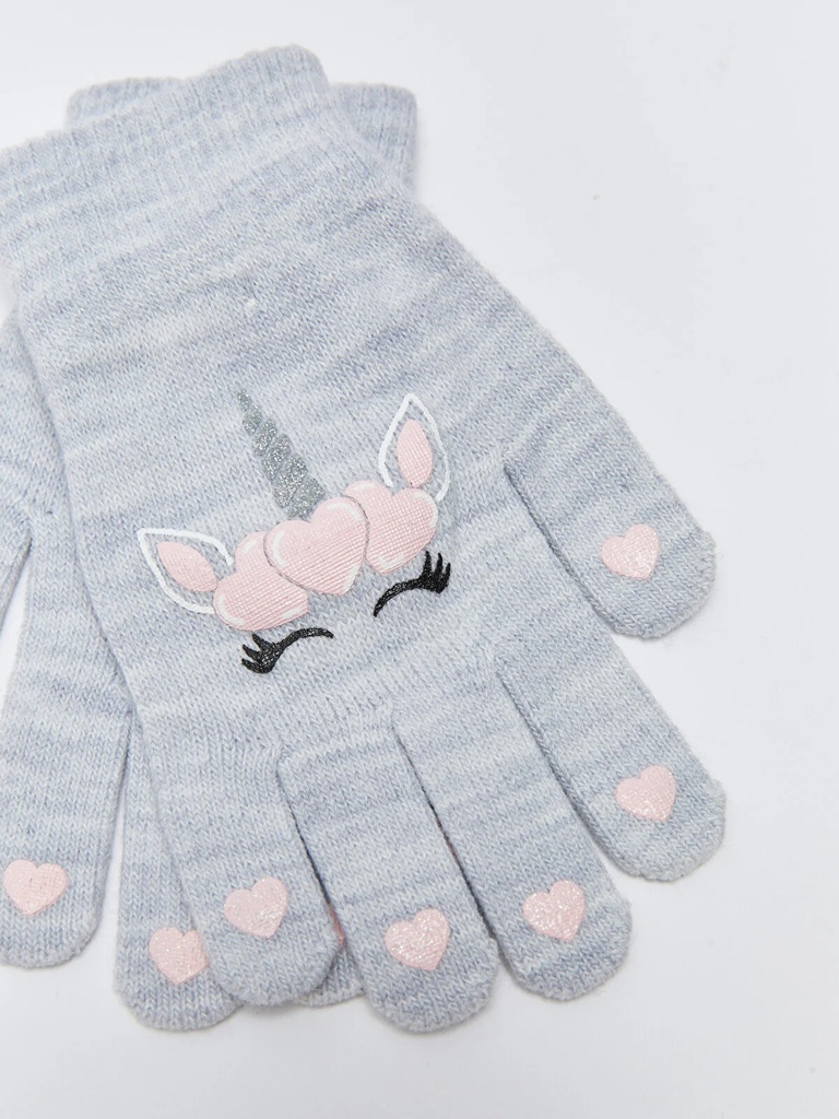 Pack of 2 Knit Gloves- Pink & Grey Uicorn