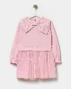 Pink Bow-Neck Tulle Girl Dress (4-7 Years)