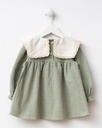 Embroidered Girl Dress with Bag - Green 