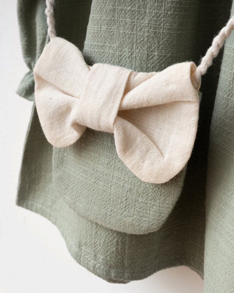 Embroidered Girl Dress with Bag - Green 