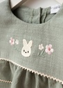 Embroidered Pocket Baby Girl Dress- Green