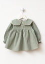 Embroidered Pocket Baby Girl Dress- Green