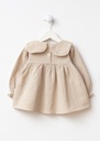 Embroidered Pocket Baby Girl Dress- Beige