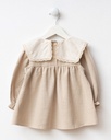 Embroidered Baby Girl Dress with Bag - Beige