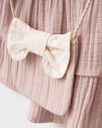 Baby Girl Muslin Dress with Bow Detail and Bag- Powder Pink