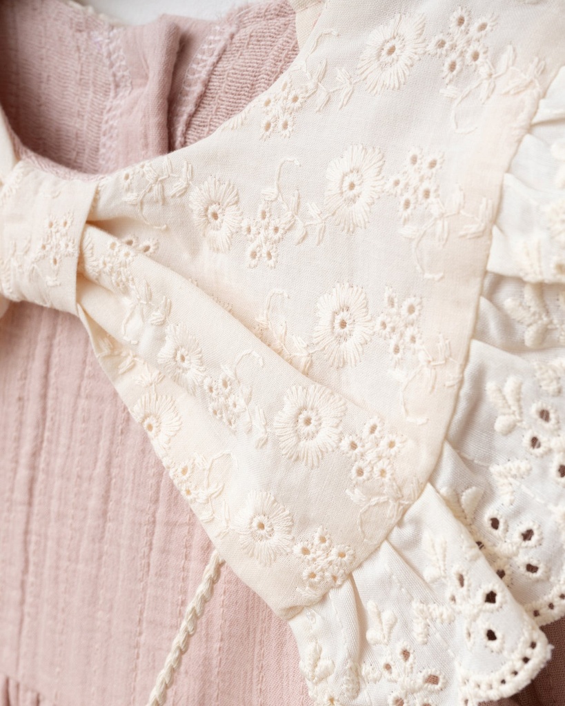 Baby Girl Muslin Dress with Bow Detail and Bag- Powder Pink