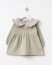 Bow Detailed Muslin Baby Girl Dress with Bag -  Green