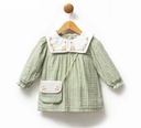 Peter Pan Collar Baby Girl Muslin Dress- Green
