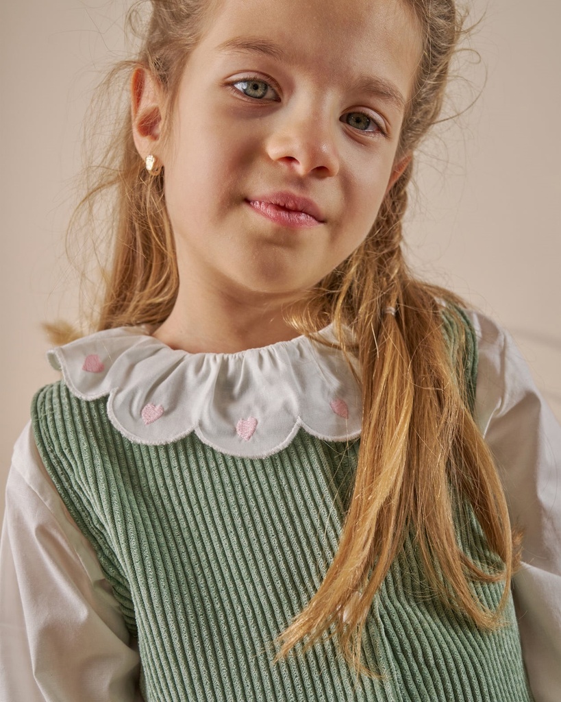 Heart Pocket Detail Corduroy 3-Piece Holiday Outfit- GREEN