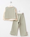 Three-Piece Holiday Outfit: Muslin Vest with Bow Detail and Relaxed Fit Trousers 