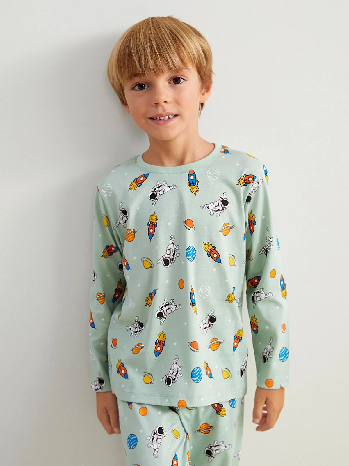 Kids Green Printed Boys' Pajama Set