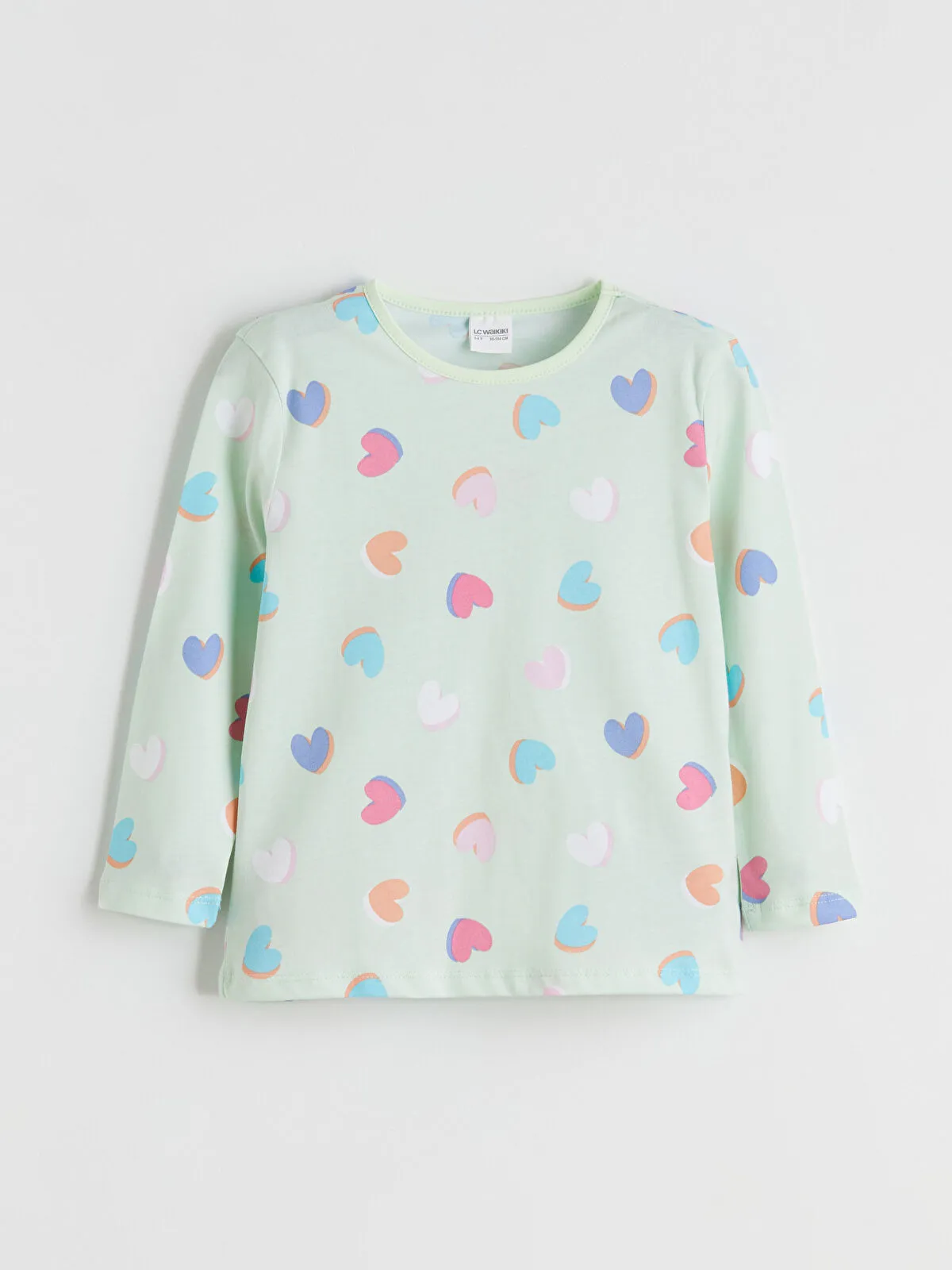 Green Crew Neck Girls' Pajama Set