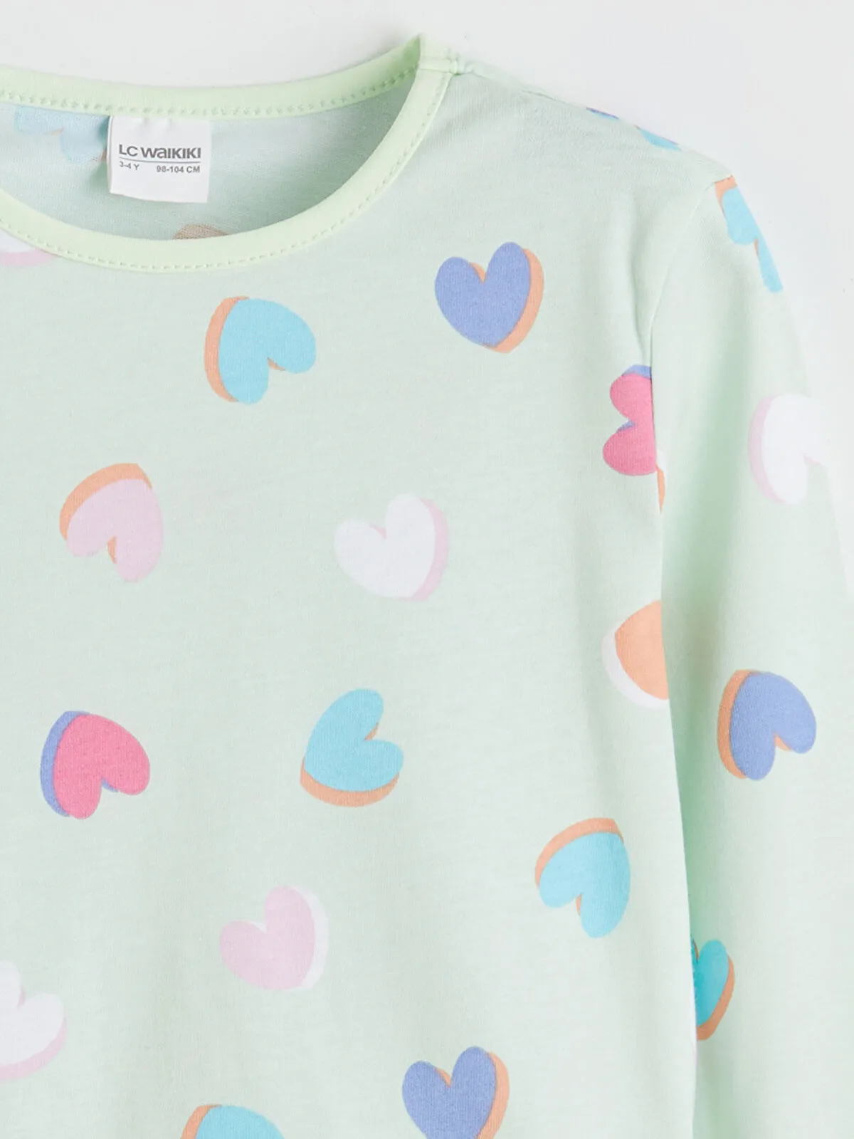 Green Crew Neck Girls' Pajama Set