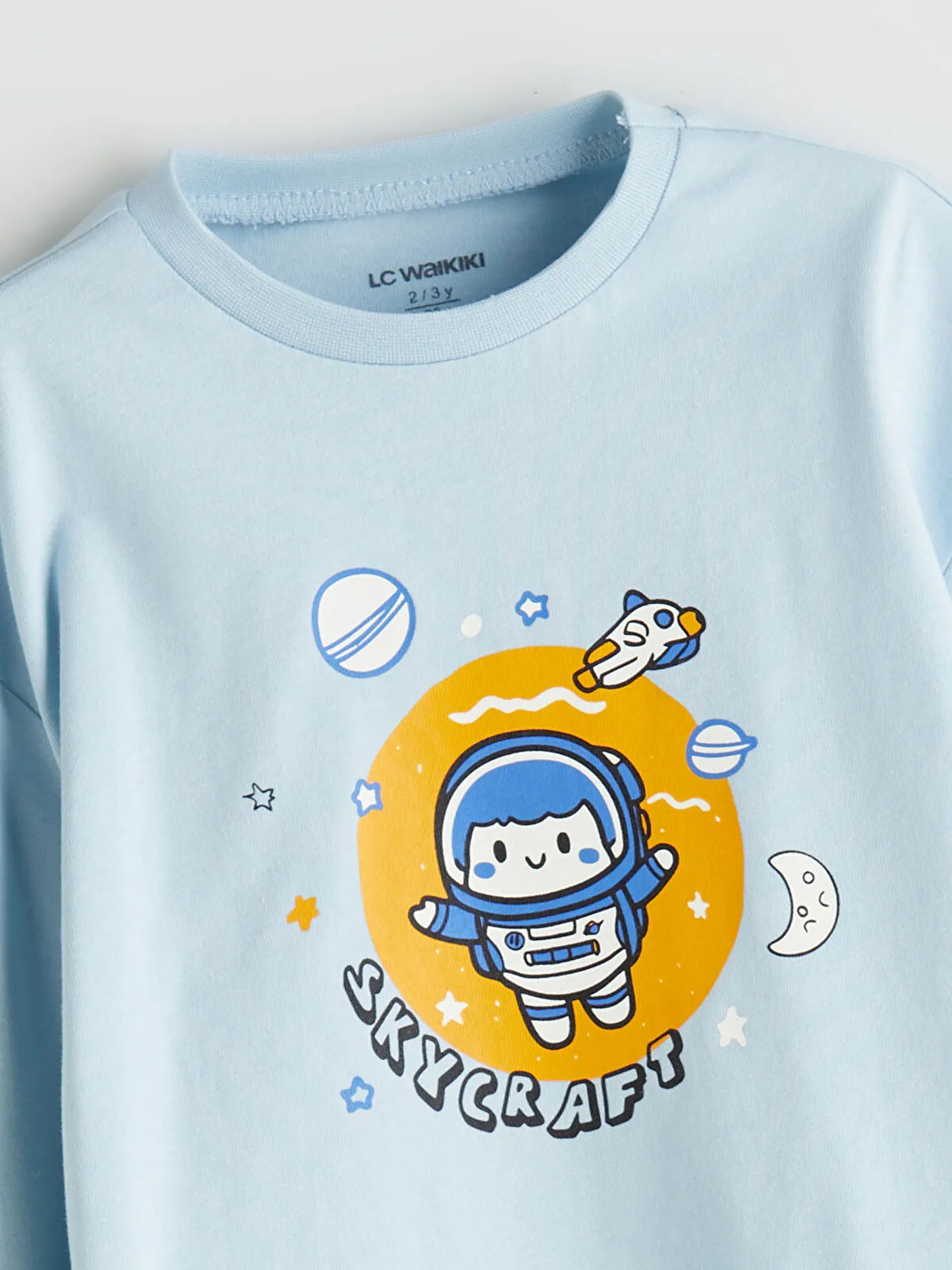 Blue Crew Neck Printed Boys' T-Shirt