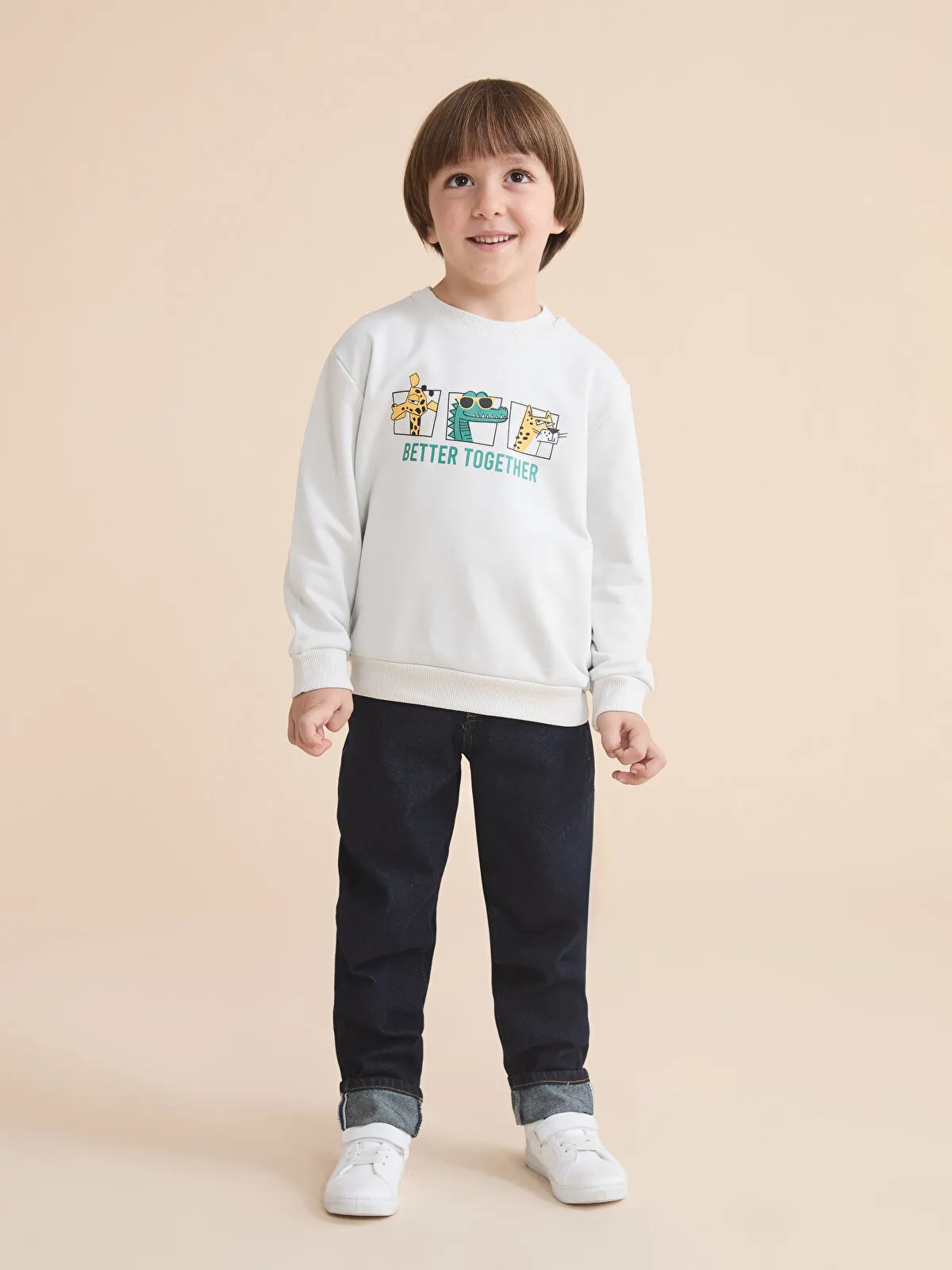 Grey Animal Print Boys' Sweatshirt