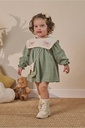 Embroidered Girl Dress with Bag - Green 