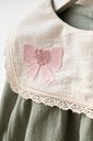 Embroidered Girl Dress with Bag - Green 