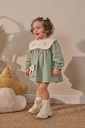 Embroidered Girl Dress with Bag - Green 