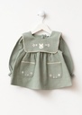 Embroidered Pocket Baby Girl Dress- Green