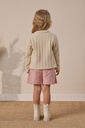 Three-Piece Holiday Outfit: Skort, cardigan and Blouse(Ages 4-7)- Powder Pink