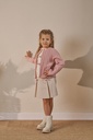 Three-Piece Holiday Outfit: Skort, cardigan and Blouse(Ages 4-7)- Beige