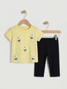 Girls Daisy Embroidered Set- Yellow- (2-5Y)