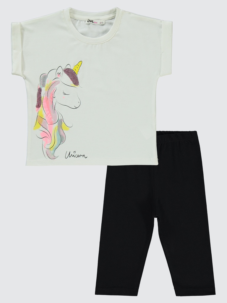 Girls Glitter Unicorn Print Set (2-5Y)