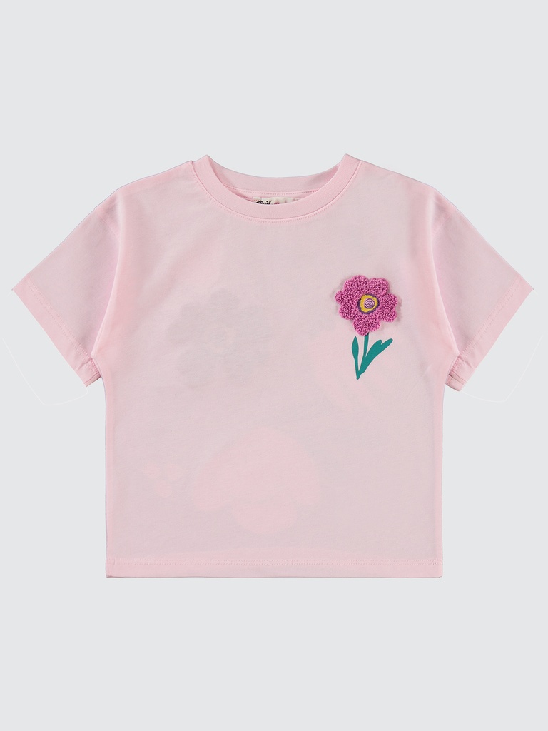 Girls Tulip Print T-shirt- pink