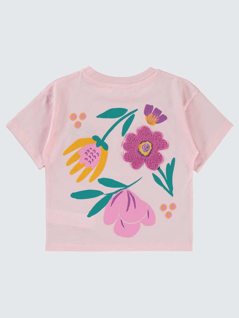 Girls Tulip Print T-shirt- pink