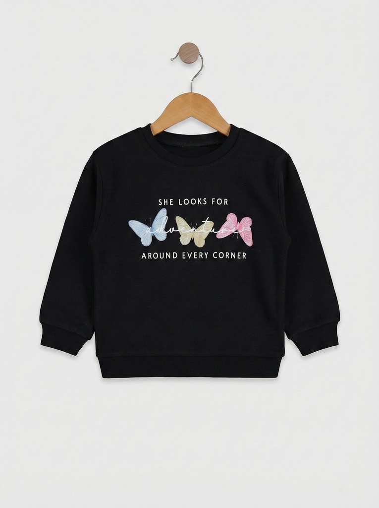 Butterflies Black Sweatshirt ( 2-5Y)