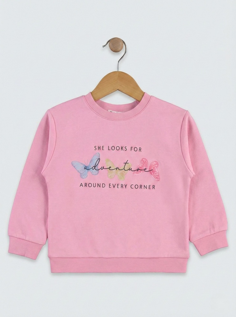 Butterflies Pink Sweatshirt ( 2-5Y) 