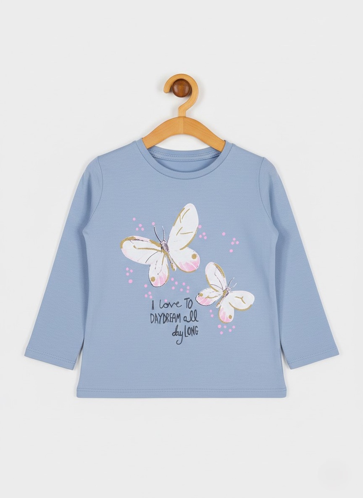 Butterflies Blue Long Sleeve T-shirt (2-5Y) 