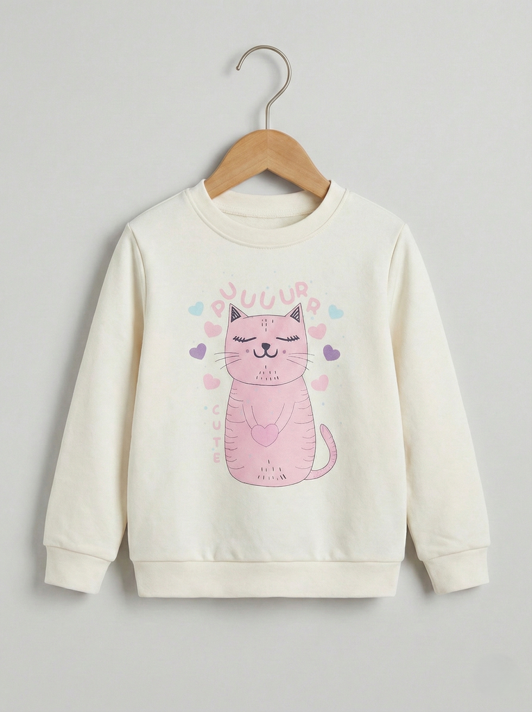 Cat White sweatshirt (2-5Y)