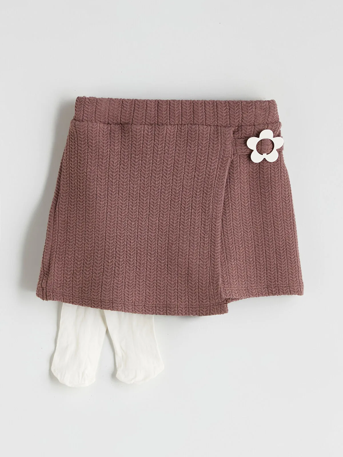 Off-White Ruffled Girls' Blouse, Skirt, and Tights Set