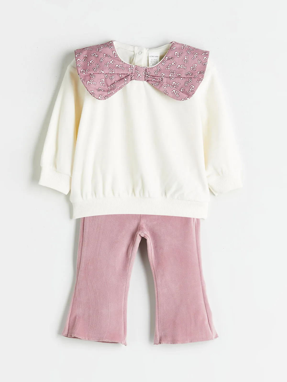 Off-white Baby Collar Blouse and Pants Set