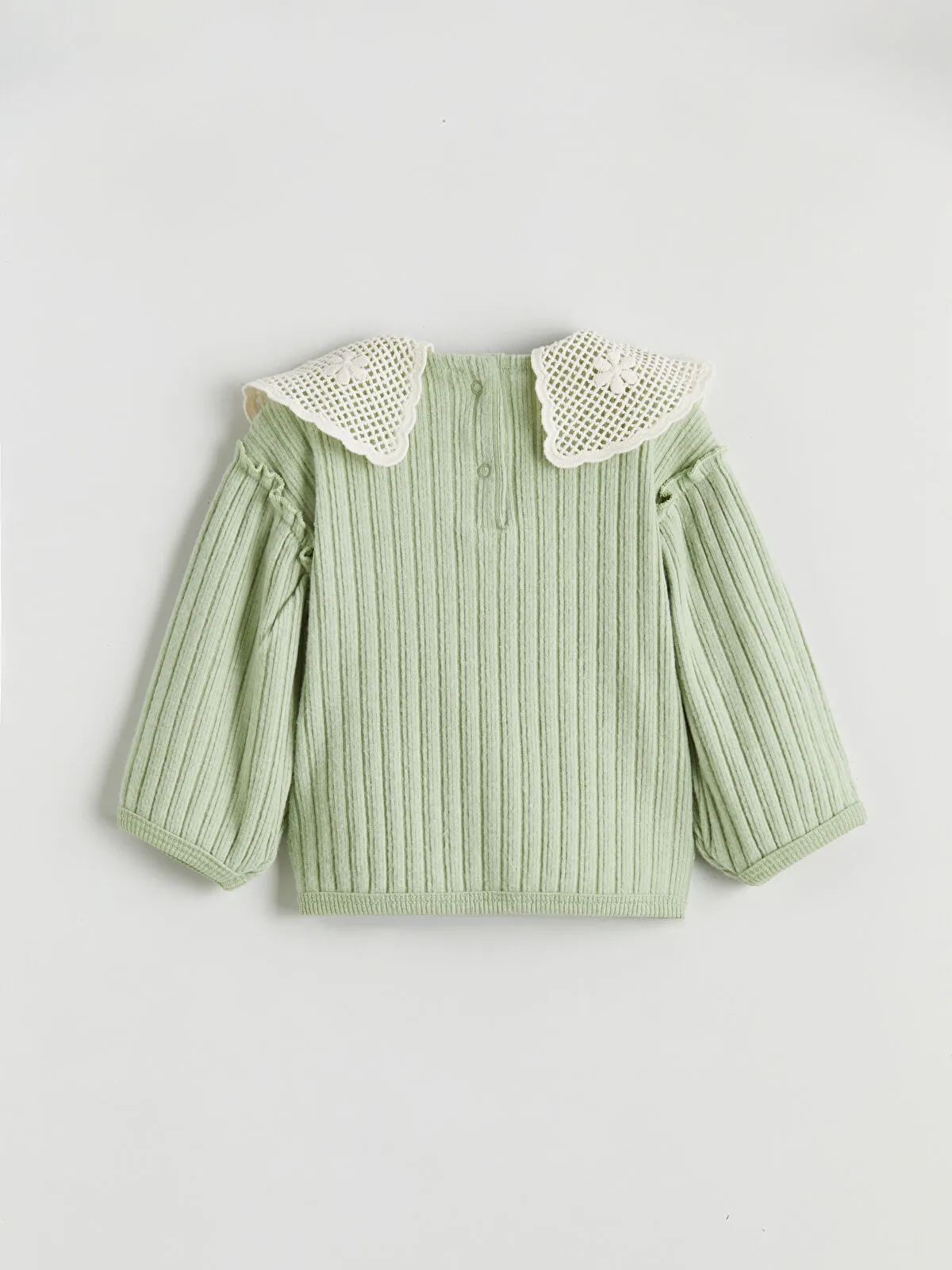 Green Baby Collar Patterned Long-Sleeved Baby Girl Blouse and Leggings