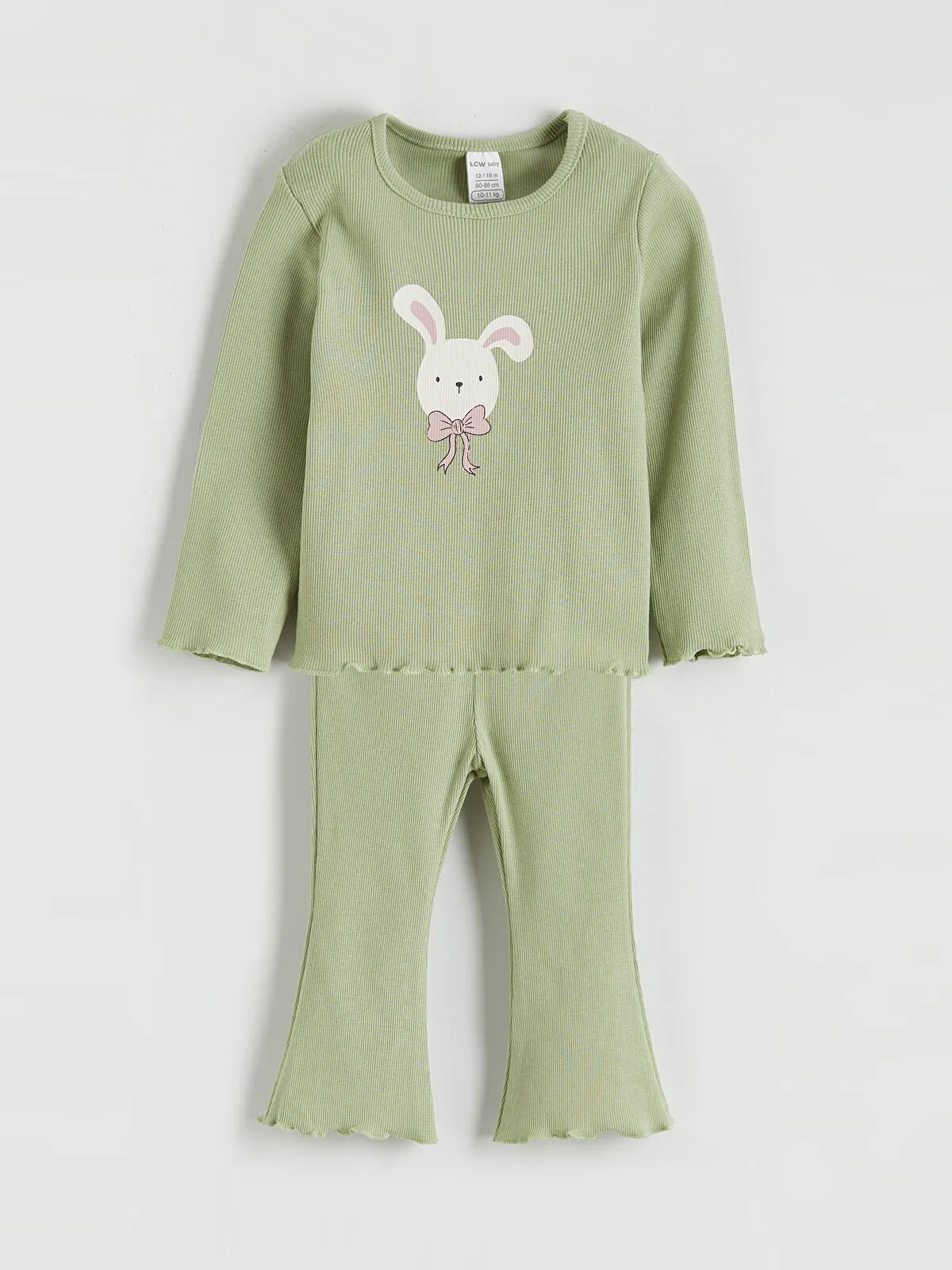 Green Crew Neck Girls' T-shirt and Leggings