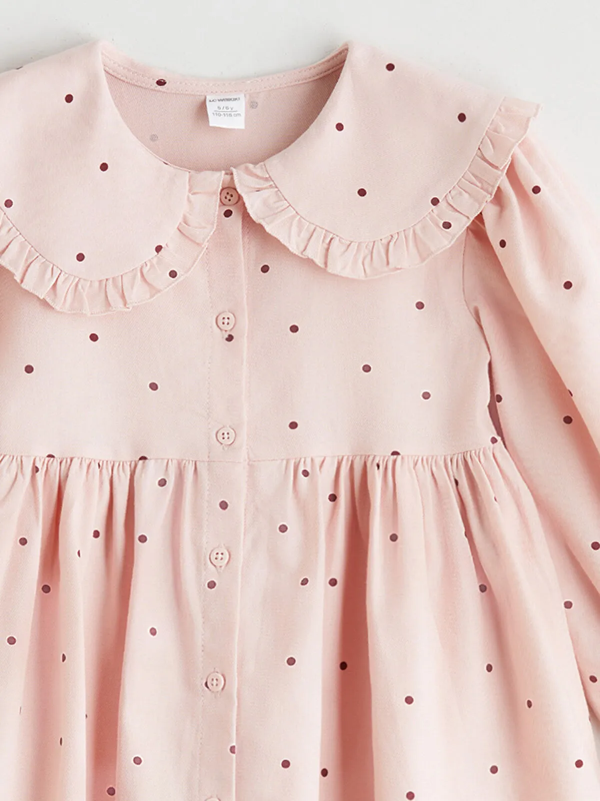 Pink Peter Pan Collar Polka Dot Girl's Dress