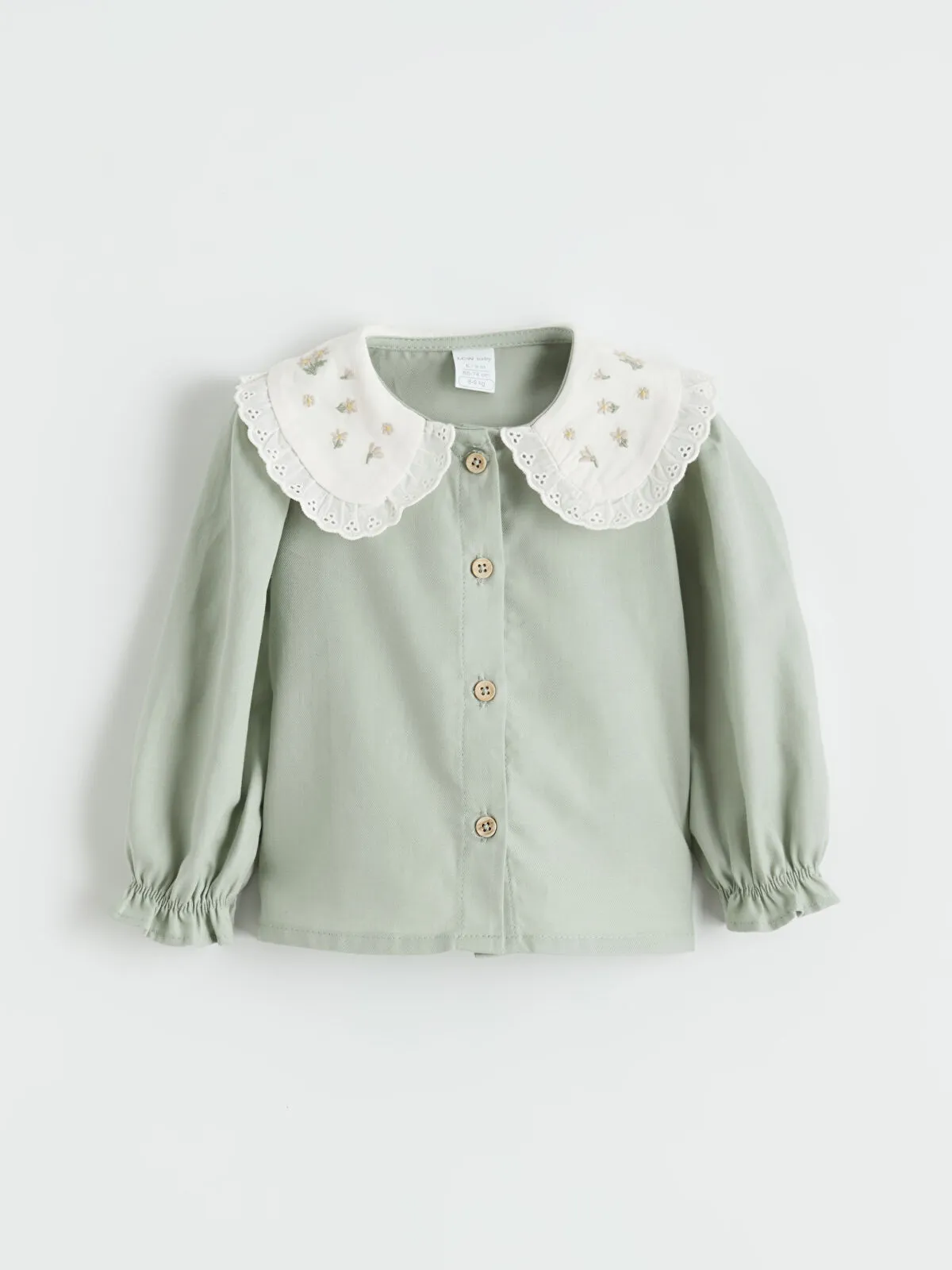 Green Baby Collar Embroidered Long-Sleeved Baby Girl Set