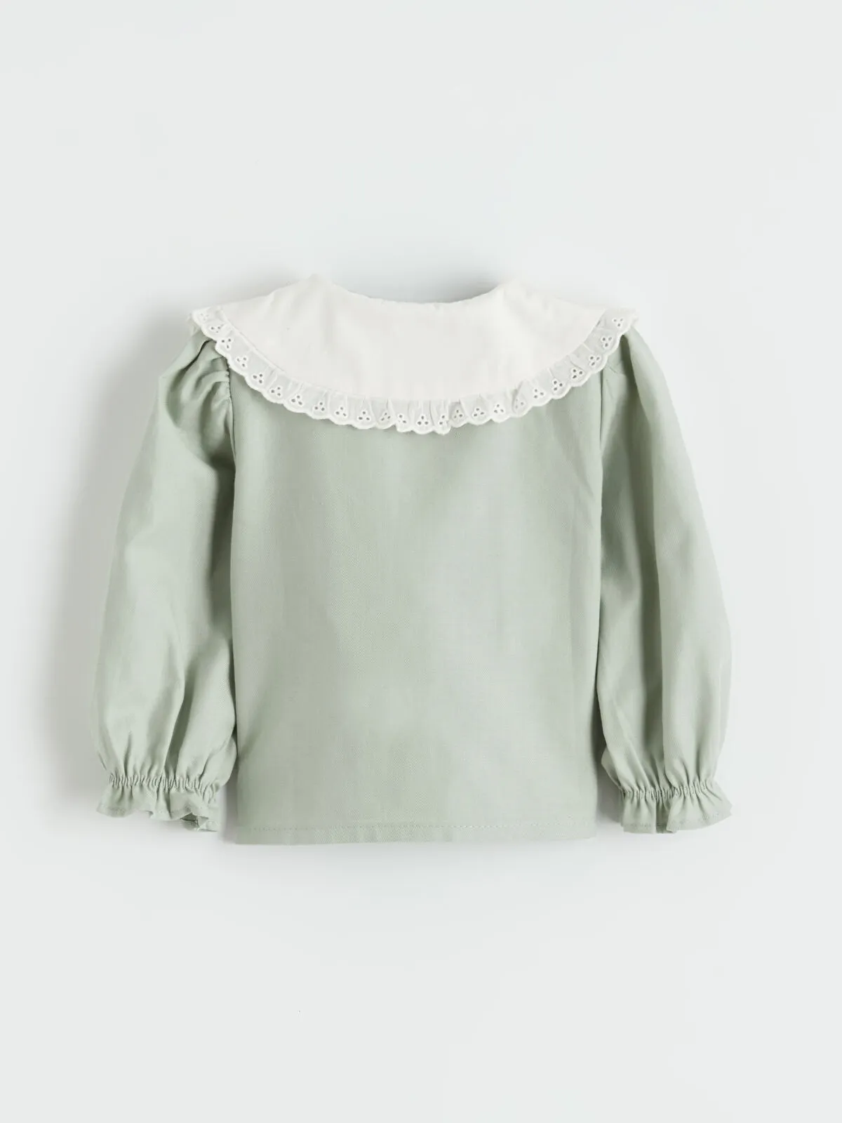 Green Baby Collar Embroidered Long-Sleeved Baby Girl Set