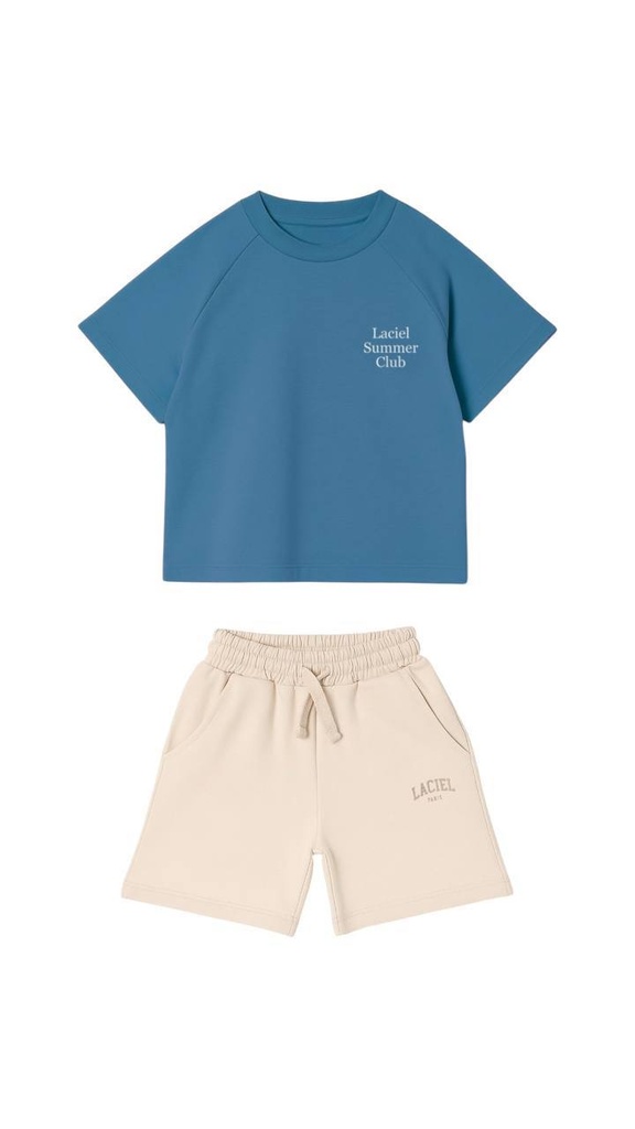 La'ciel Summer club Set- Blue Top & beige short