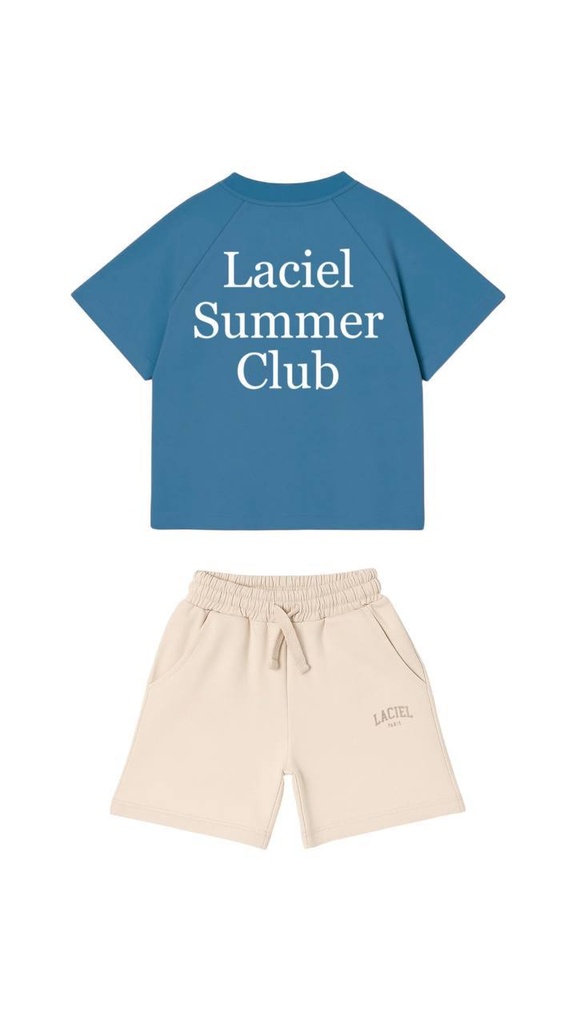 La'ciel Summer club Set- Blue Top & beige short