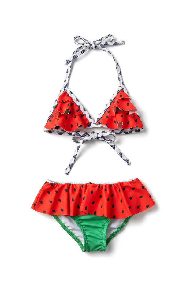 Girls' Watermelon Pattern Bikini Set (Ages 3-4 / 9-10)