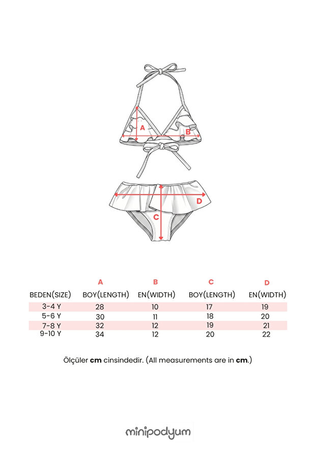 Girls' Watermelon Pattern Bikini Set (Ages 3-4 / 9-10)