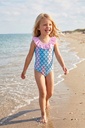 Girls' Fishbone Pattern Swimsuit, (Ages 2-3 / 11-12)