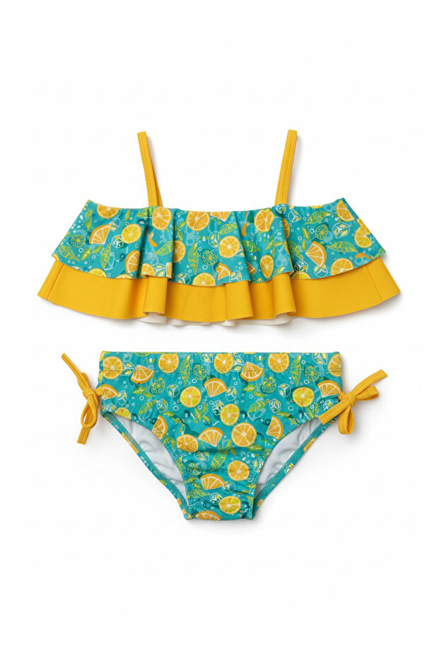 Girls' Lemonade Patterned Bikini (Ages 7-8 / 11-12)