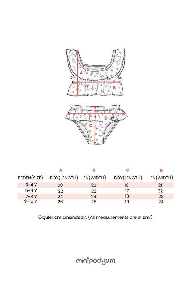 Girls’ Heart Print Bikini Set (Ages 3–7)