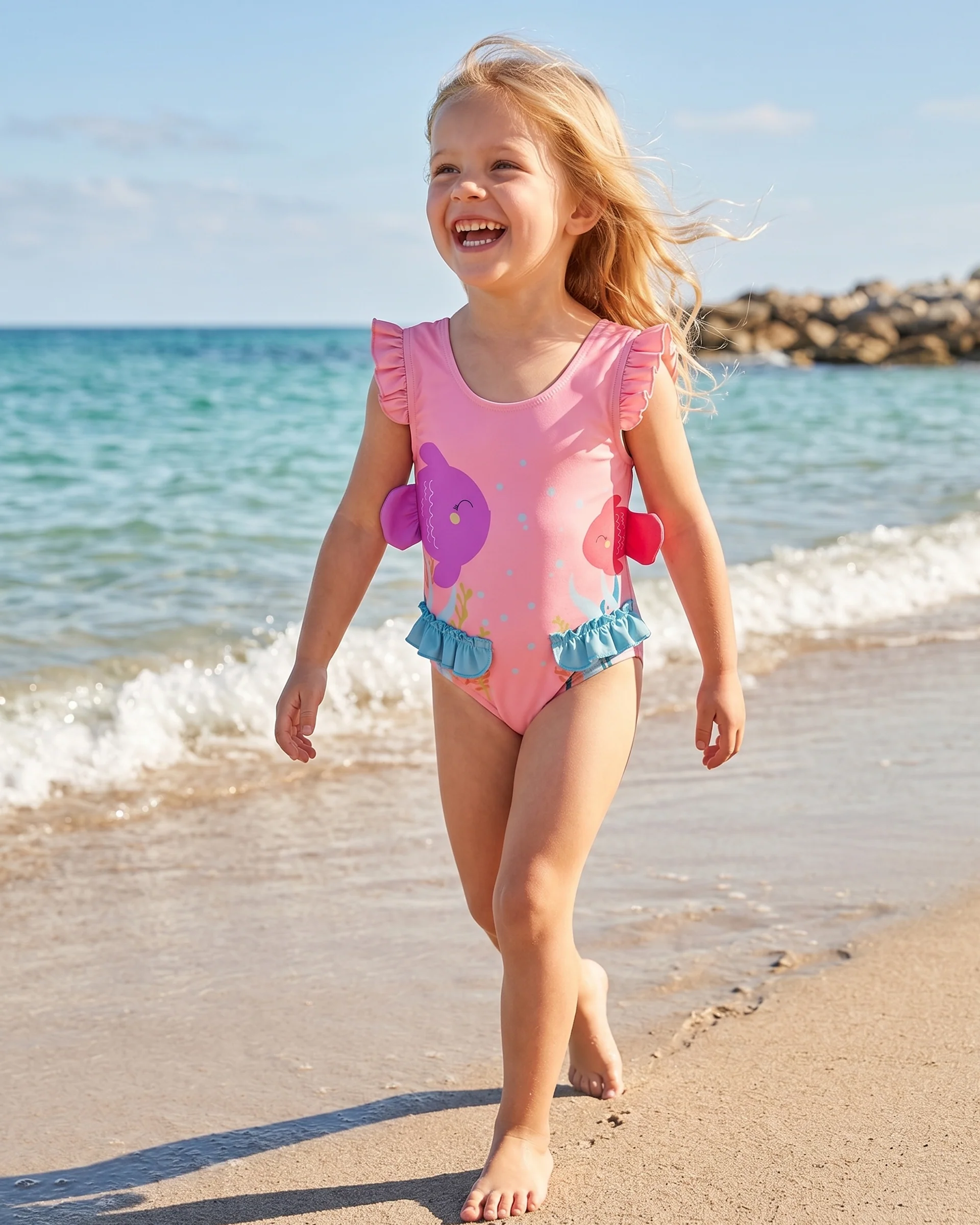 Girls' Fish Print Swimsuit (Ages 2-3 / 6-7)